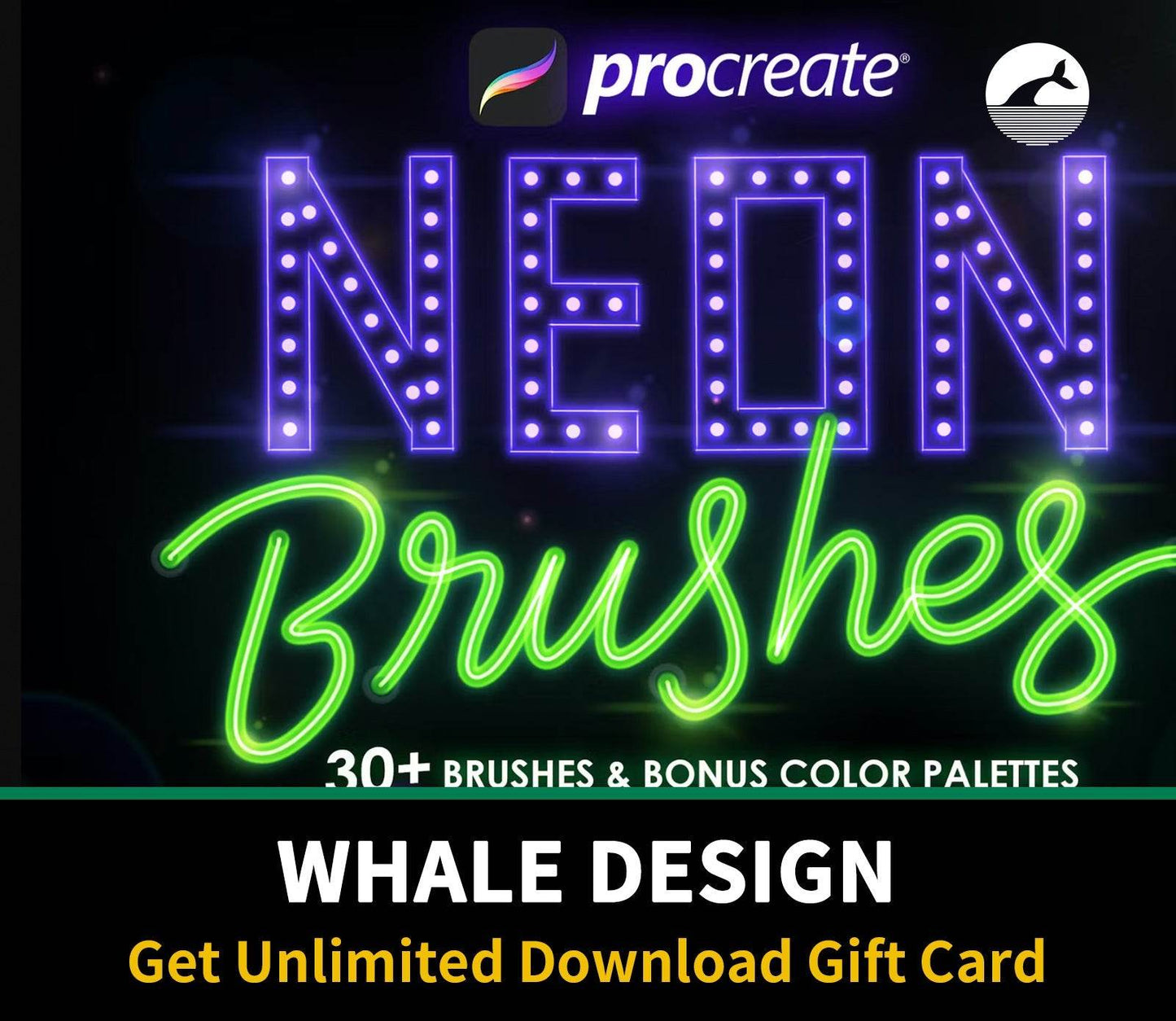 671 Procreate Neon Brushes - whaledesign