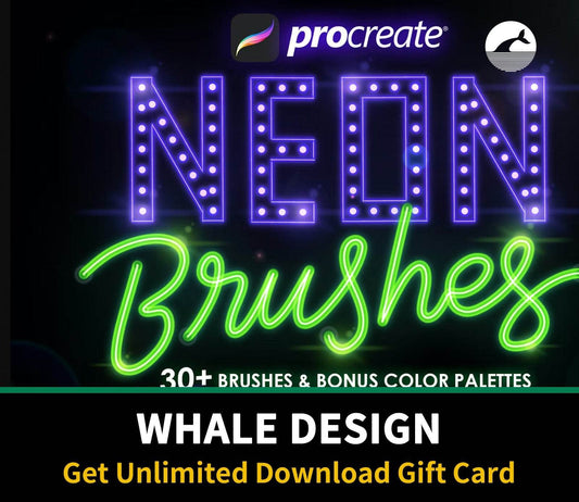 671 Procreate Neon Brushes - whaledesign