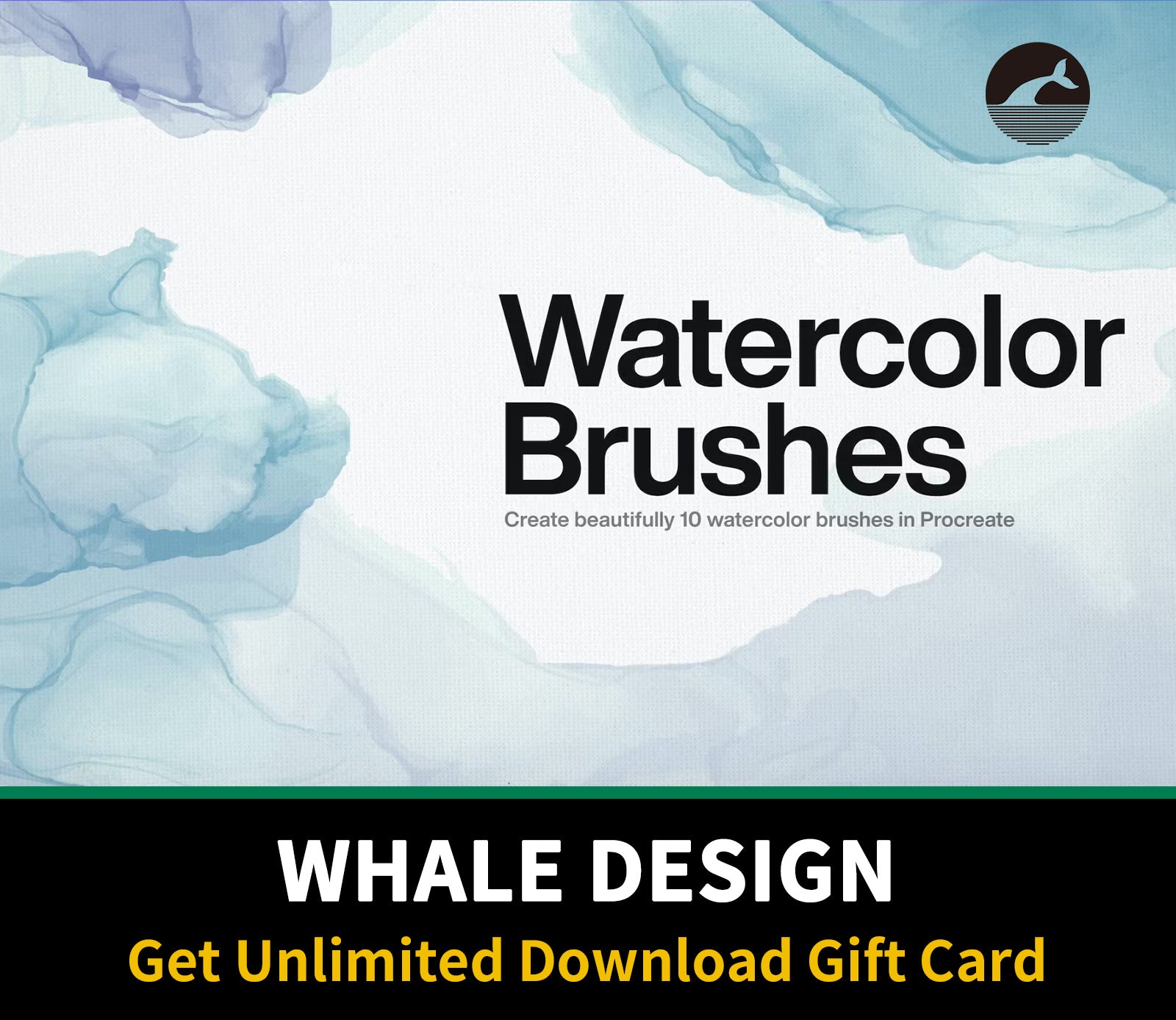 683 10 Watercolor Brushes Procreate - whaledesign