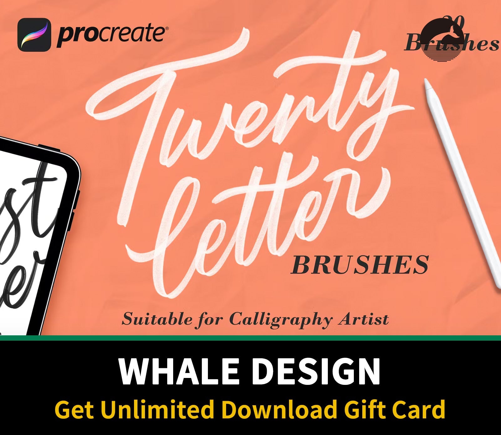 686 Twentyletter - Procreate Brush - whaledesign