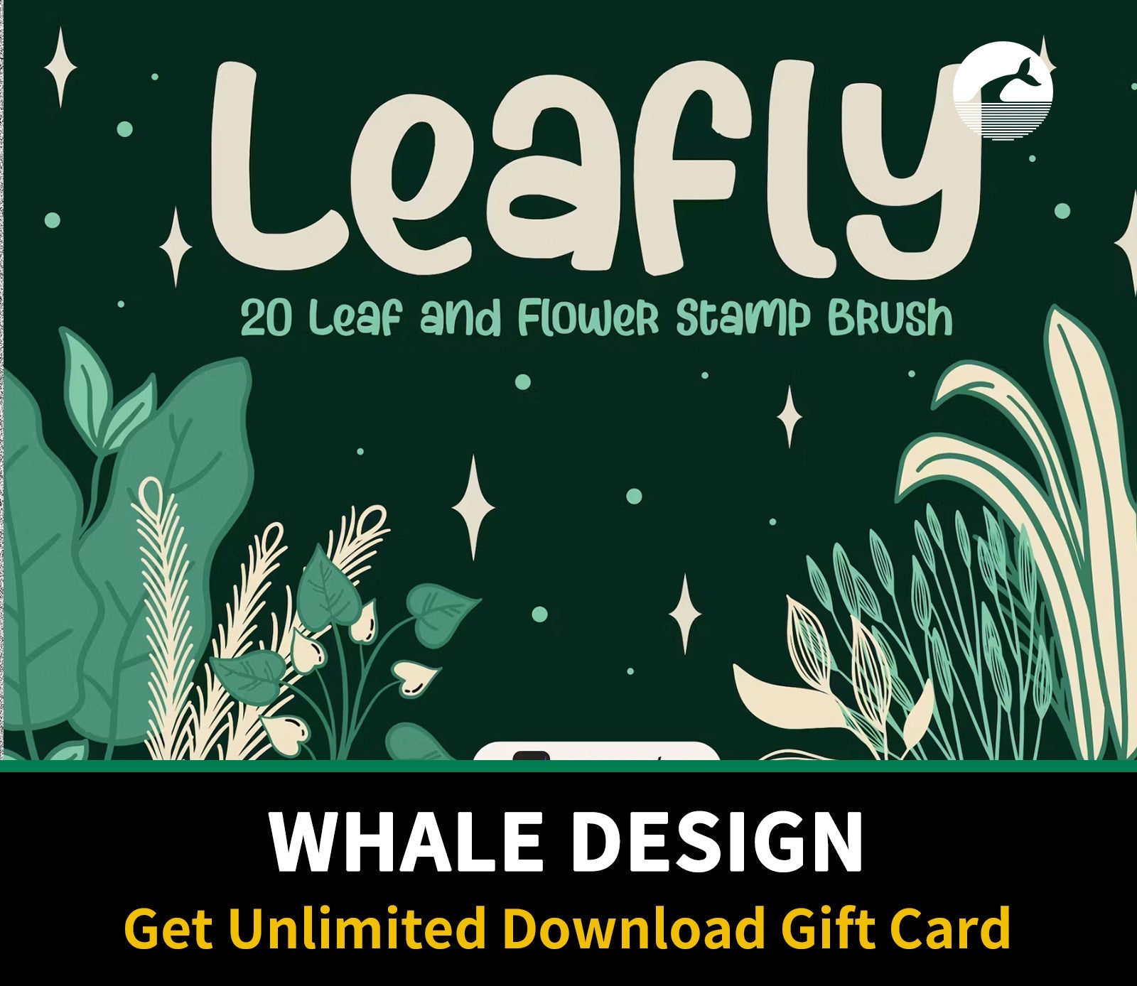 689 Leafly - Procreate Stamp Brush - whaledesign