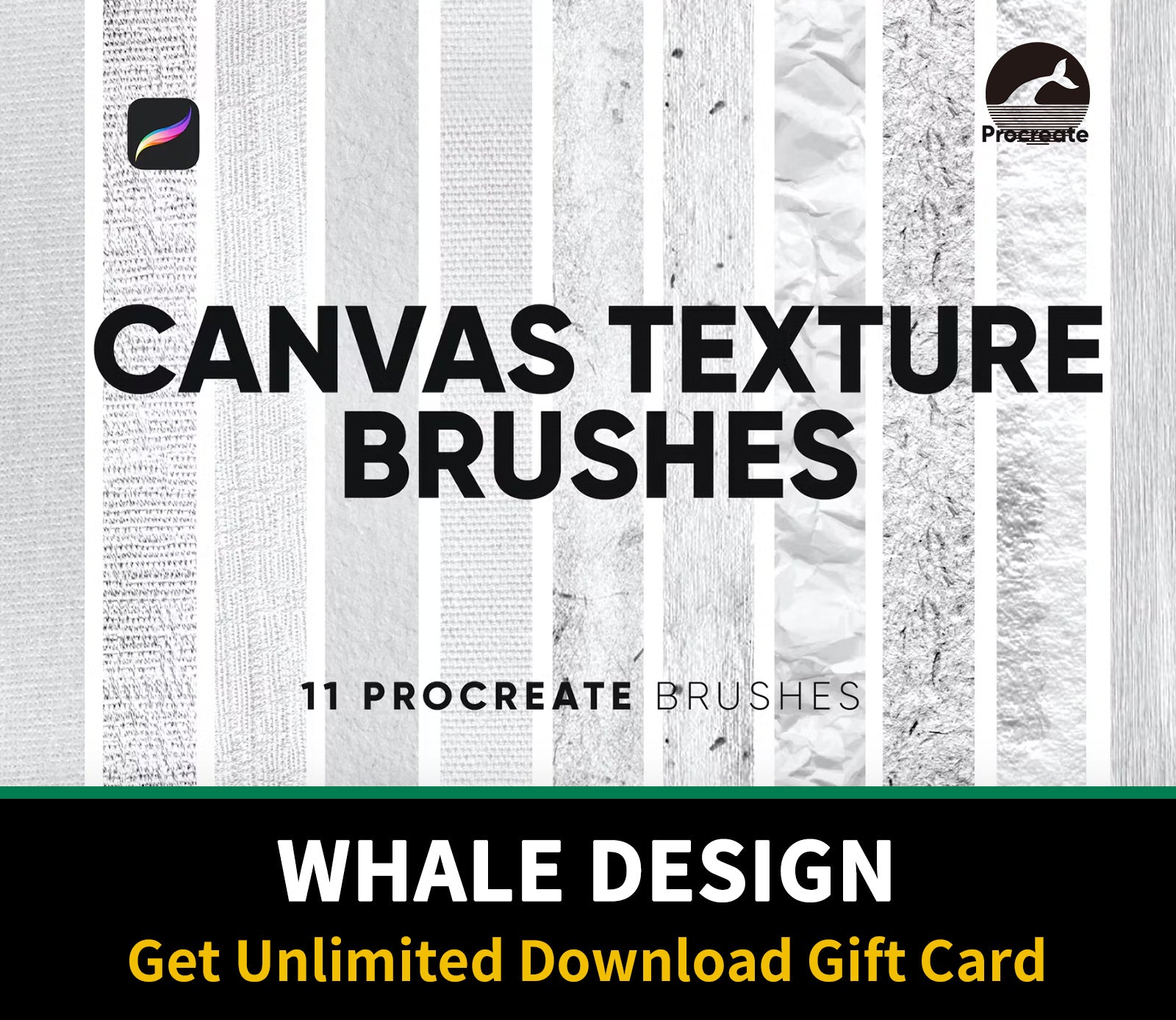 697 10 Canvas Texture Brushes Procreate - whaledesign