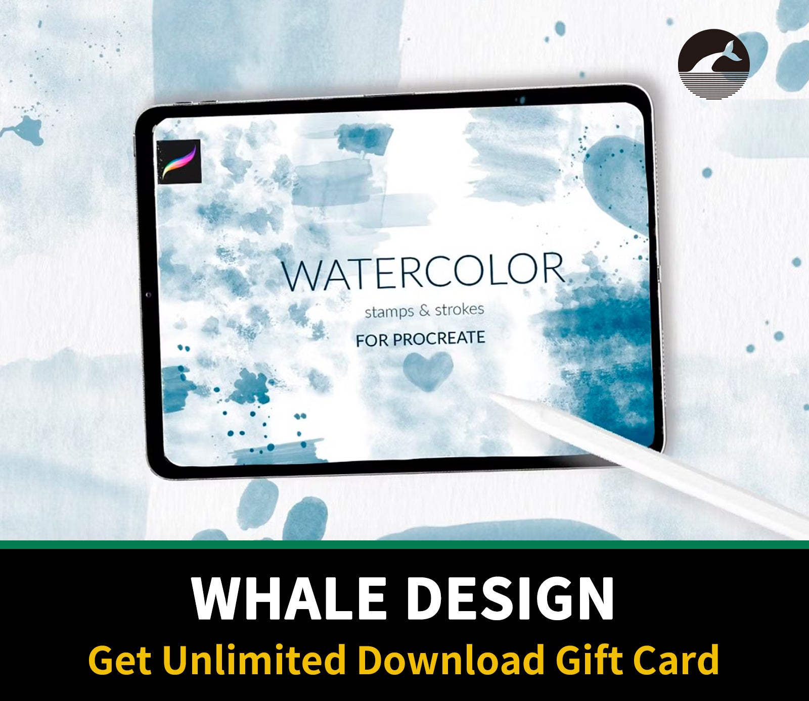 702 Procreate watercolor abstract stamps - whaledesign