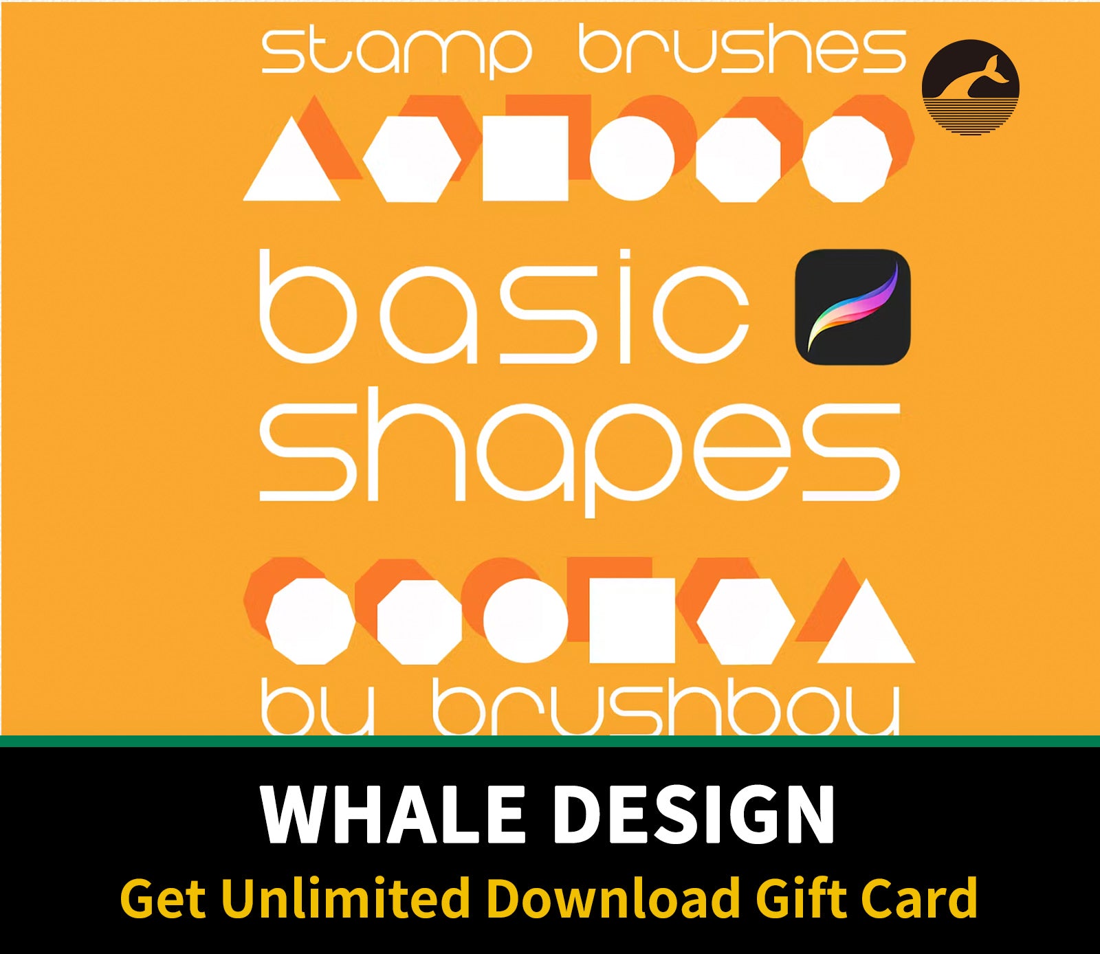 704 Procreate Stamp Brushes - Basic Shapes - whaledesign