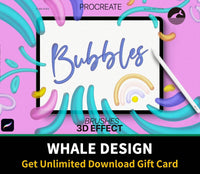 706 3D effect Procreate Brushes - whaledesign